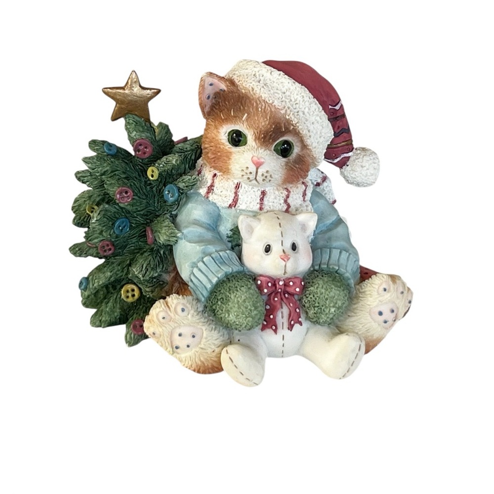 Priscilla Hillman We Wish You A Merry Christmas Vintage Holiday Cat Figurine 90s